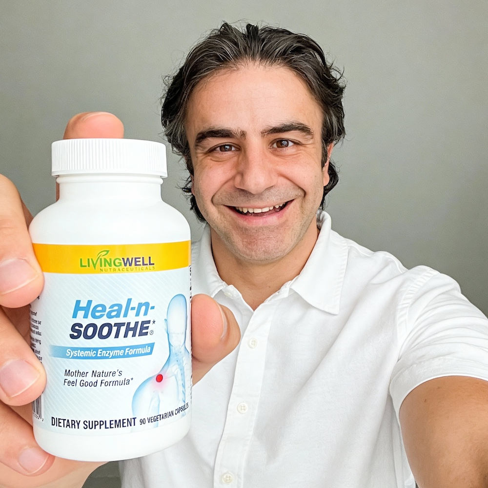 Customer taking a selfie holding LivingWell Heal-n-Soothe