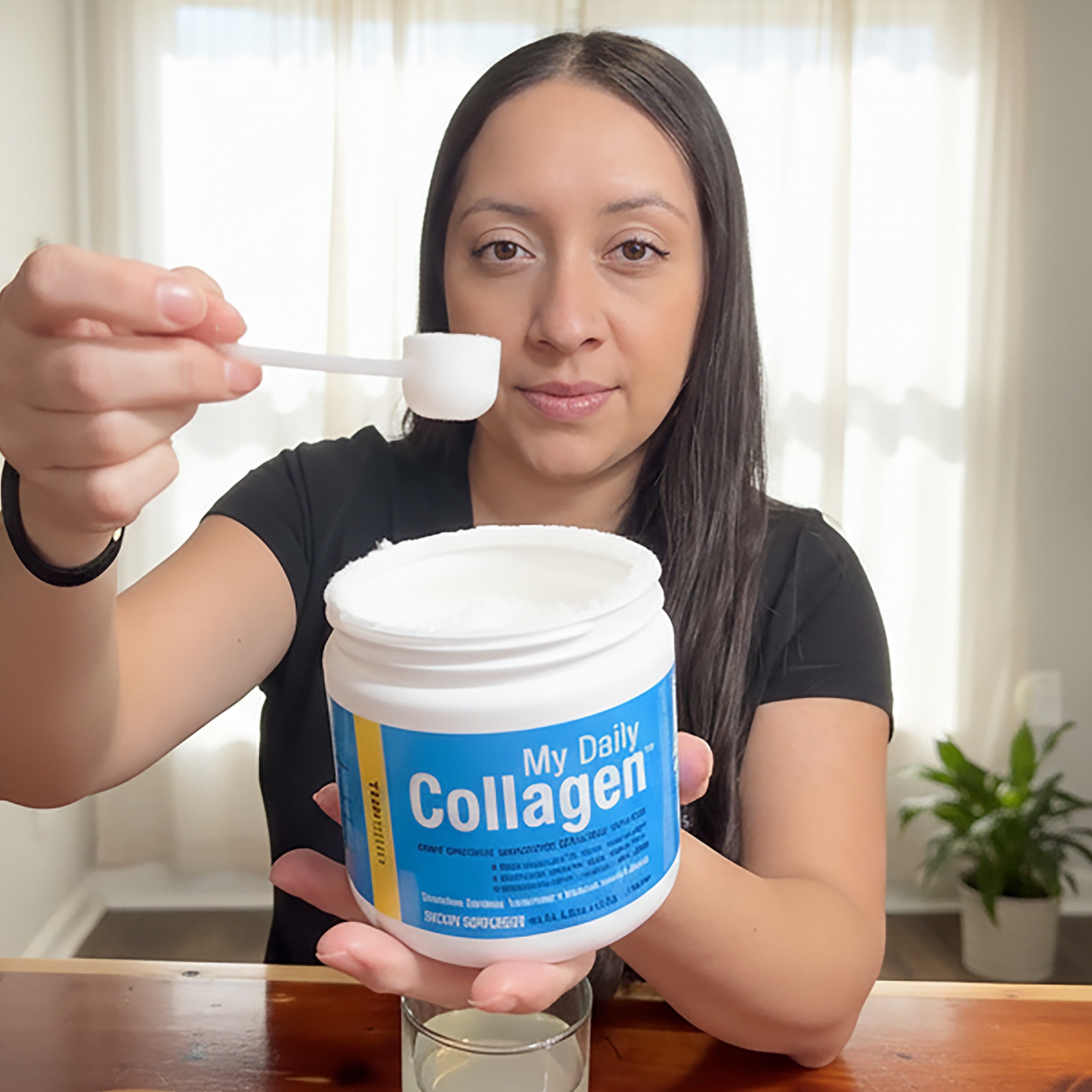 Customer holding LivingWell My Daily Collagen